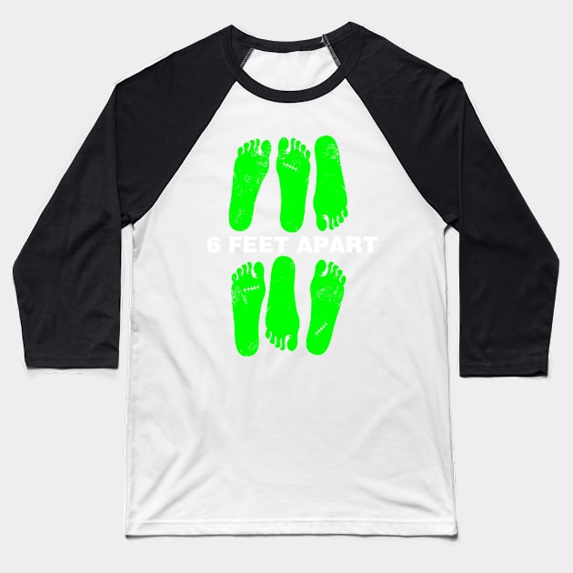 6 Feet Apart Social Distancing 2020 Zombie Halloween Baseball T-Shirt by BraaiNinja